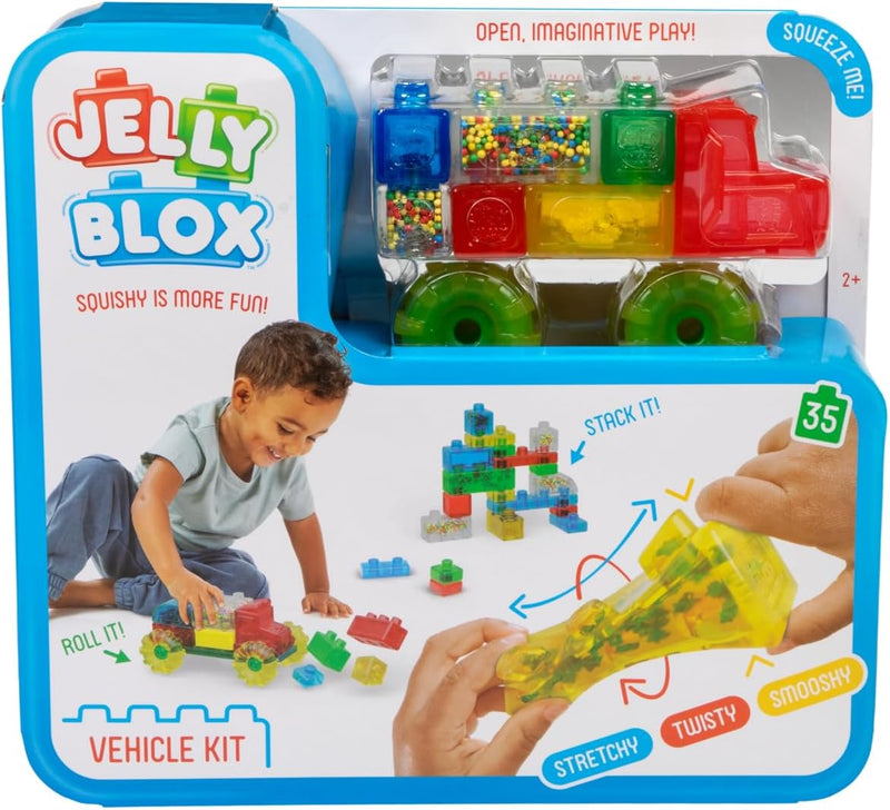 Jelly Blox Truck Vroom Vehicle Kit 35pcs Squishy Sensory Creative Play Gift Idea for Toddler 2yrs+