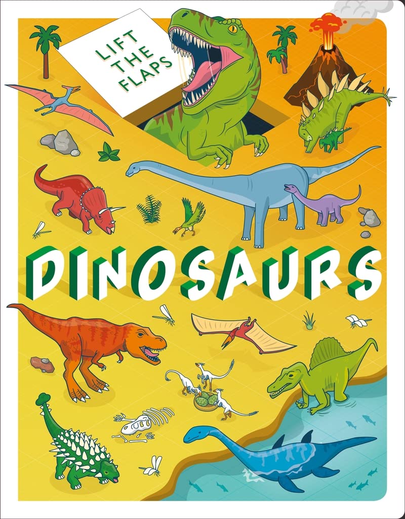 Dinosaurs Interactive Book (Lift the Flap Board Book) Kids Picture Book Dinosaur and Dragon Theme
