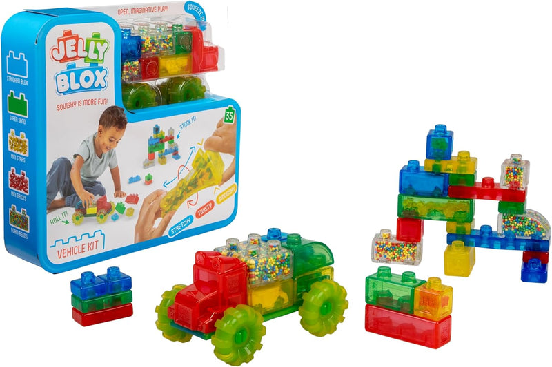 Jelly Blox Truck Vroom Vehicle Kit 35pcs Squishy Sensory Creative Play Gift Idea for Toddler 2yrs+
