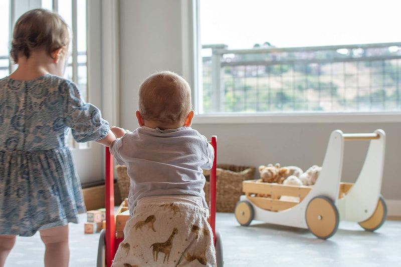 Kinderfeets Cargo Walker White and Timber Baby Toys 12m+ (Bulky Shipping)