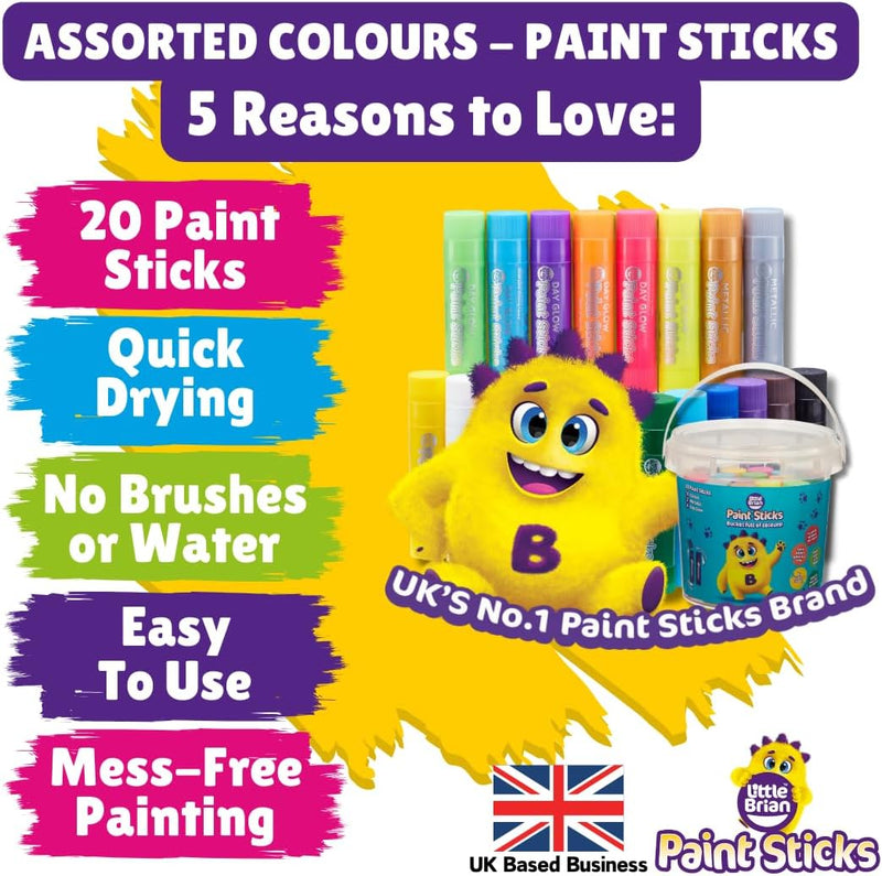 Little Brian Paint Sticks Assorted 20 Colours Bucket Art and craft for kids 3yrs+