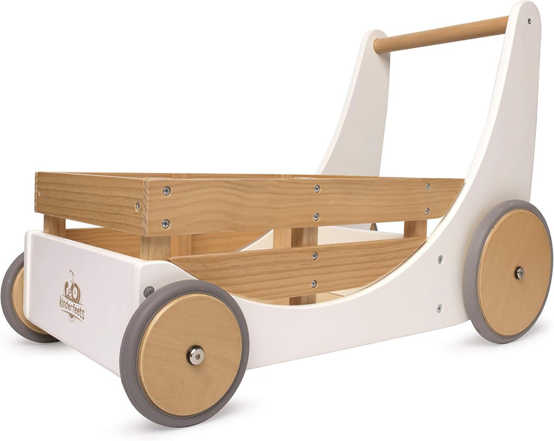 Kinderfeets Cargo Walker White and Timber Baby Toys 12m+ (Bulky Shipping)