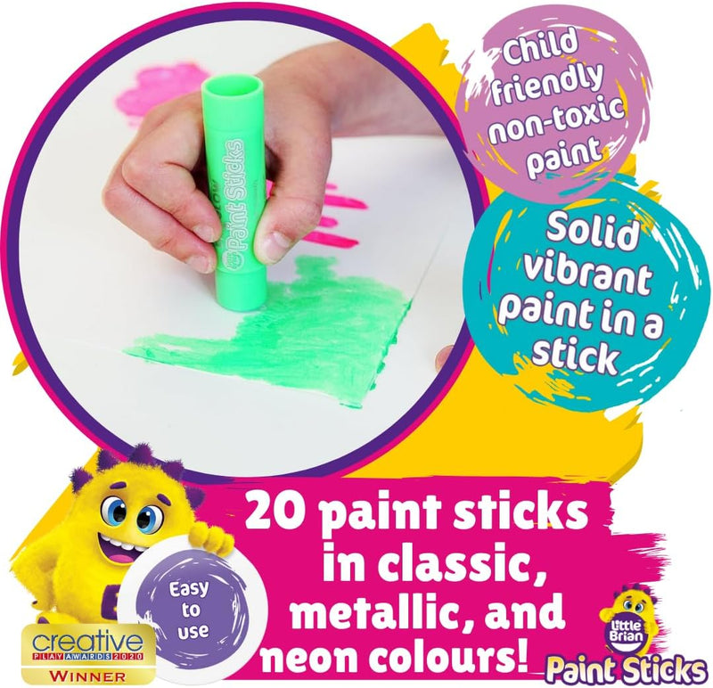 Little Brian Paint Sticks Assorted 20 Colours Bucket Art and craft for kids 3yrs+