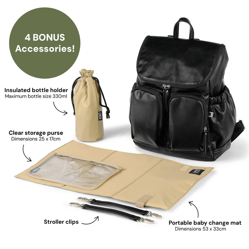 OiOi Signature Nappy Backpack Black Vegan Leather Best Seller Mothers Day