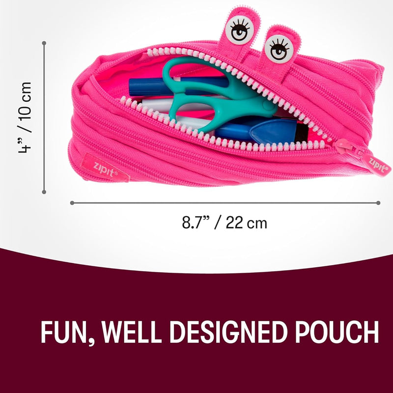 ZIPIT Monster Pencil Case Pink Stationary 3yrs+