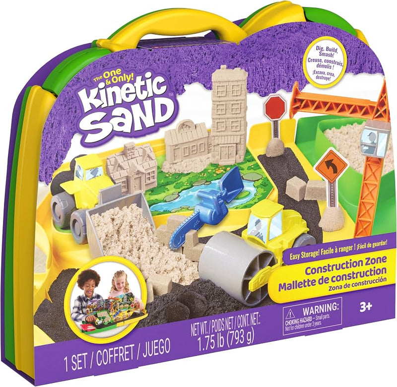 Kinetic Sand Construction Zone with Built-In Sandbox Sensory Toys for 3yrs+