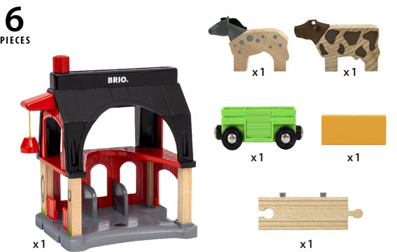 BRIO Animal Barn 6pcs Farm Animal Toys 3yrs+