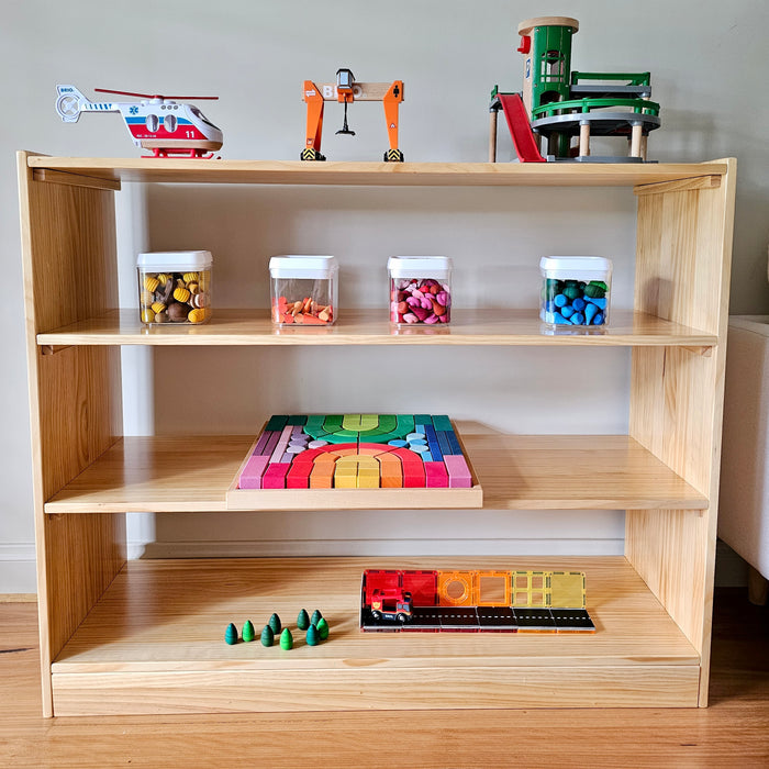 Montessori Pinewood 4 Tier Open Shelf 40(D) x 120(L) x 100(H)cm