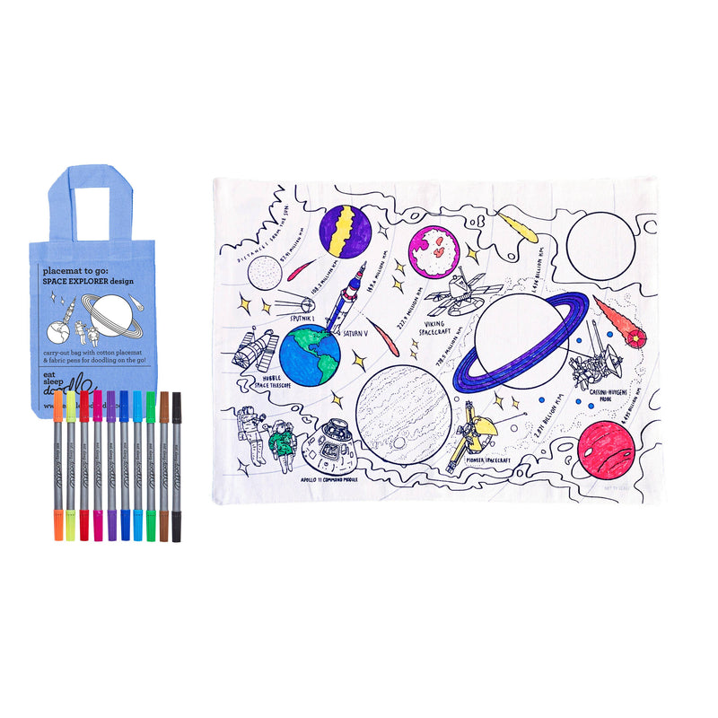 Space Explorer Tablecloth Placemat to Go by Eat Sleep Doodle Art and Craft for Kids Travel Toys 3yrs+