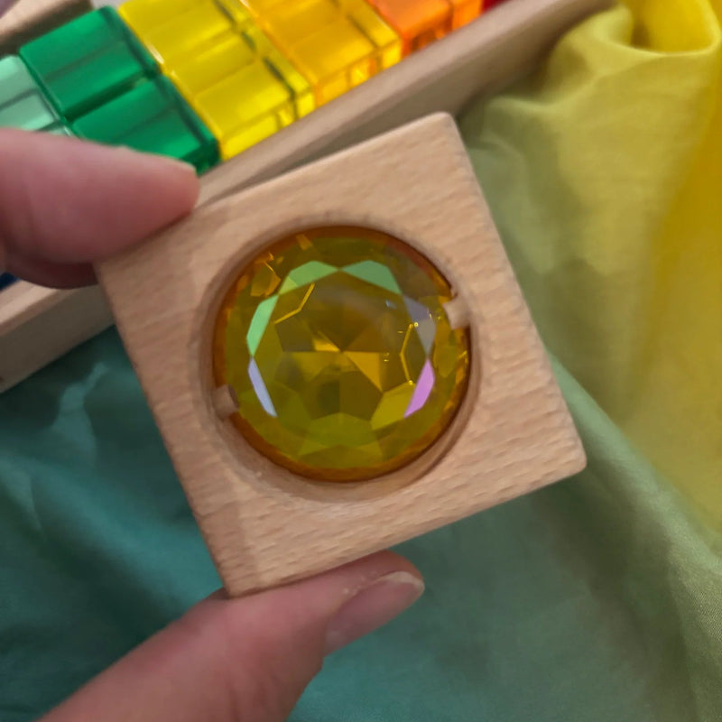 My Little Creator Double Sided Rainbow Gem Blocks Set 8 Colours 16pcs with Tray Building Blocks Wooden Toys Gift Idea for 18m+