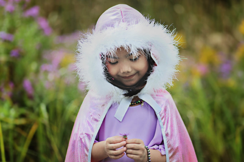 Glitzer Prinzessin Cape – Pink, Mit Federn, Für Kinderkostüm