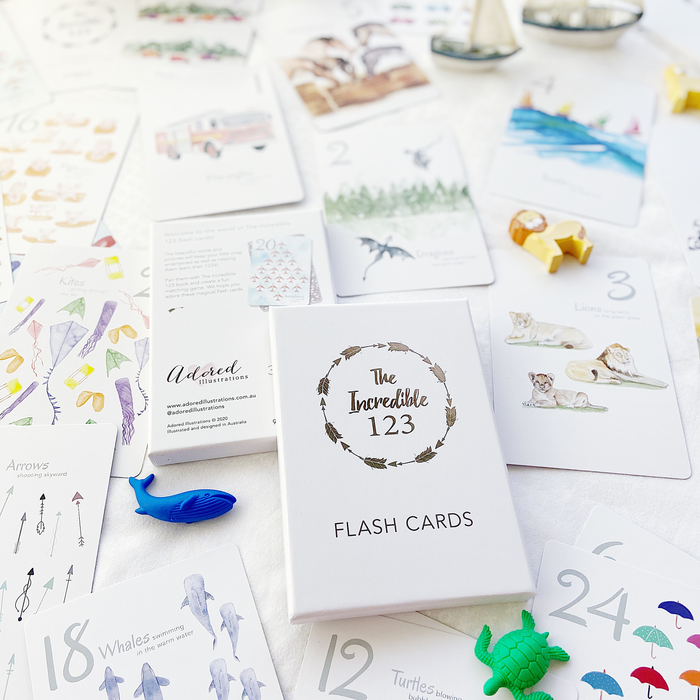 Adored Illustrations The Incredible 123 Flash Cards 3yrs+