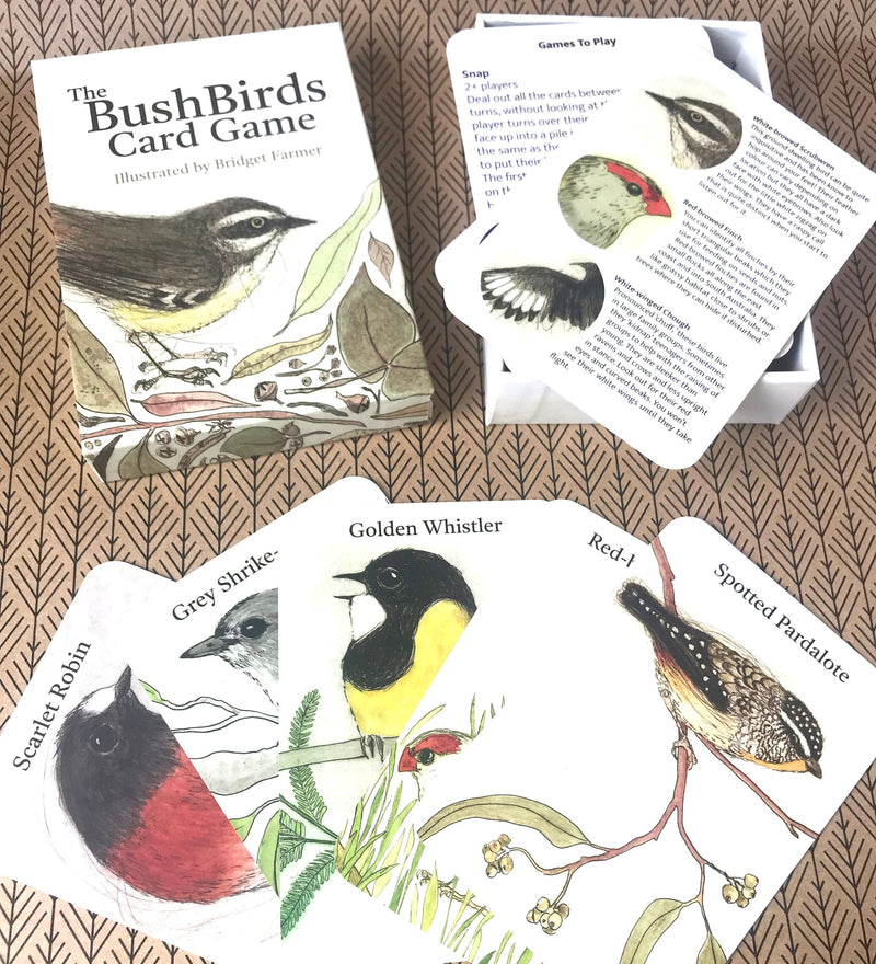 Bridget Farmer Printmaker The Bush Birds Card Games for kids Australian Animals