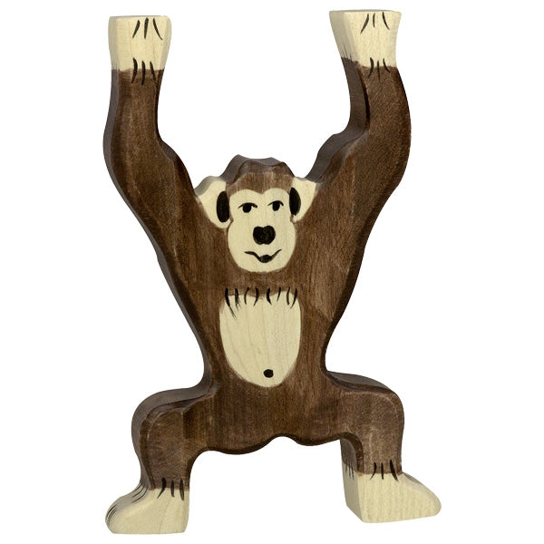 Holztiger Chimpanzee Standing Wooden Wildlife Animal