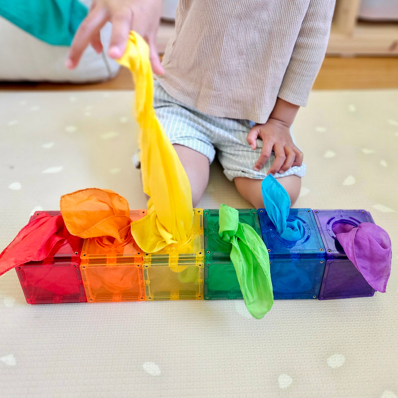 Play Silks by Play Silkies Australia Mini Silks Set of 6 Imaginative & creative Play open ended Baby Toddler Toys Best Seller 12m+