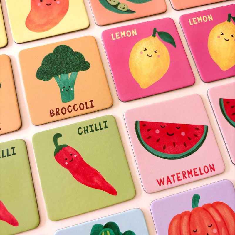Fruit and Veg Memory Matching Game by Lauren Sissons Studio for Cognitive Developmental 3yrs+