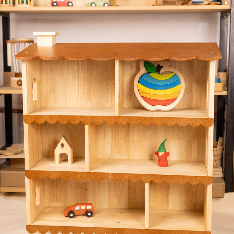 Qtoys Cottage Dollhouse Bookshelf 67.5cm (L) x 24cm (W) x86.5cm (H) Kids Book Shelf Kids Storage Furniture (Furniture Shipping)