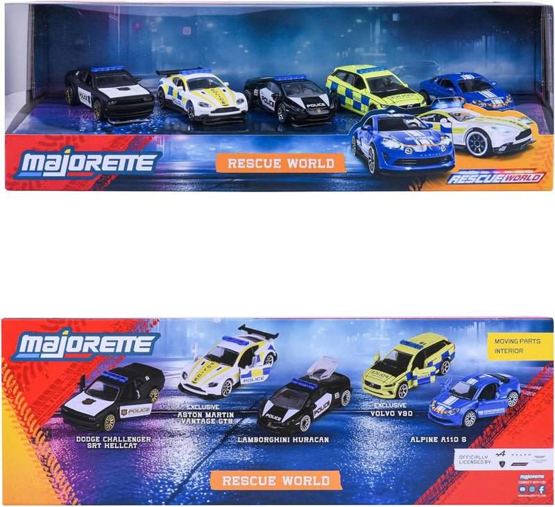 Majorette Rescue World Gift Pack 5pcs Metal Toy Car Gift Idea for 3yrs+
