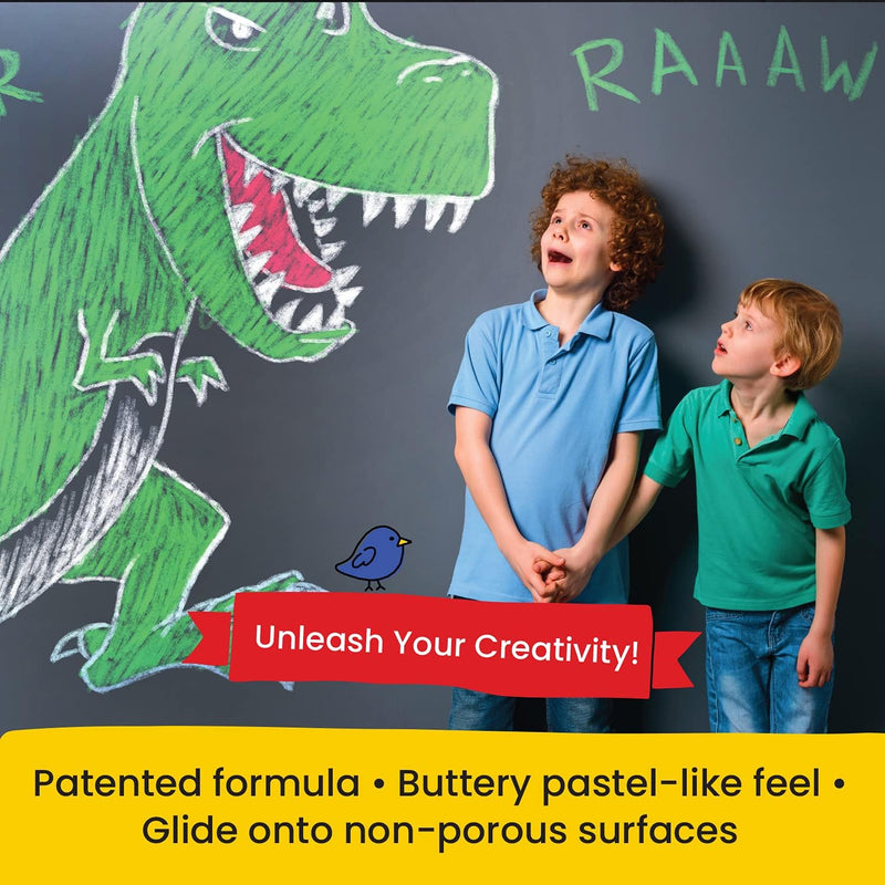 Jaq Jaq Bird ButterStix Zero Dust Chalk 12pc Assorted Colours with Holder Stationary Art and craft for kids 3yrs+