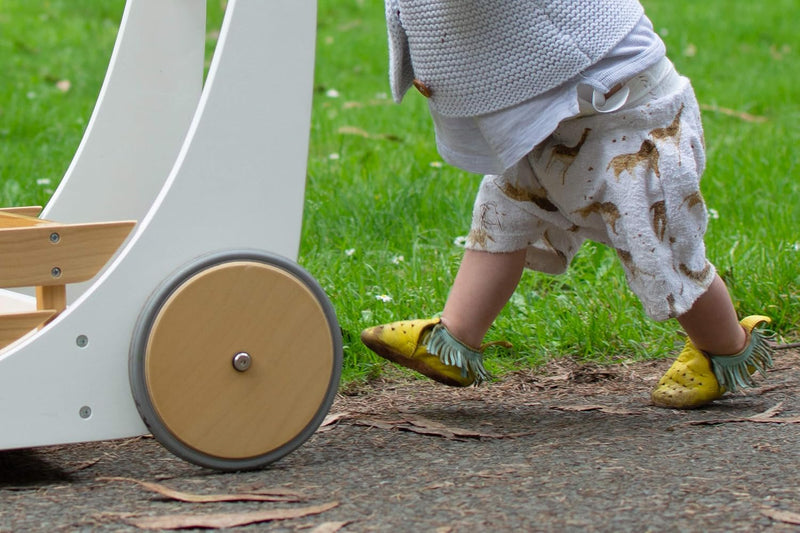Kinderfeets Cargo Walker White and Timber Baby Toys 12m+ (Bulky Shipping)
