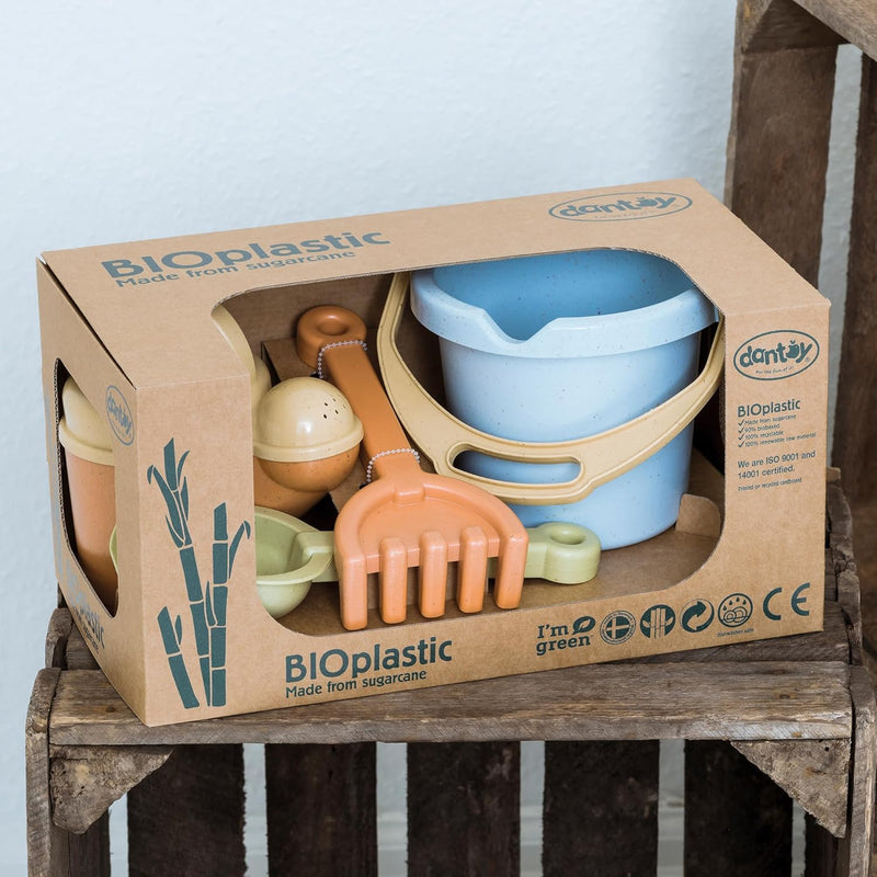 Dantoy Bioplastic Sand and Garden 4pc Set Water Bucket Sensory Outdoor Play Tools Sand and Water Toys 2yrs+