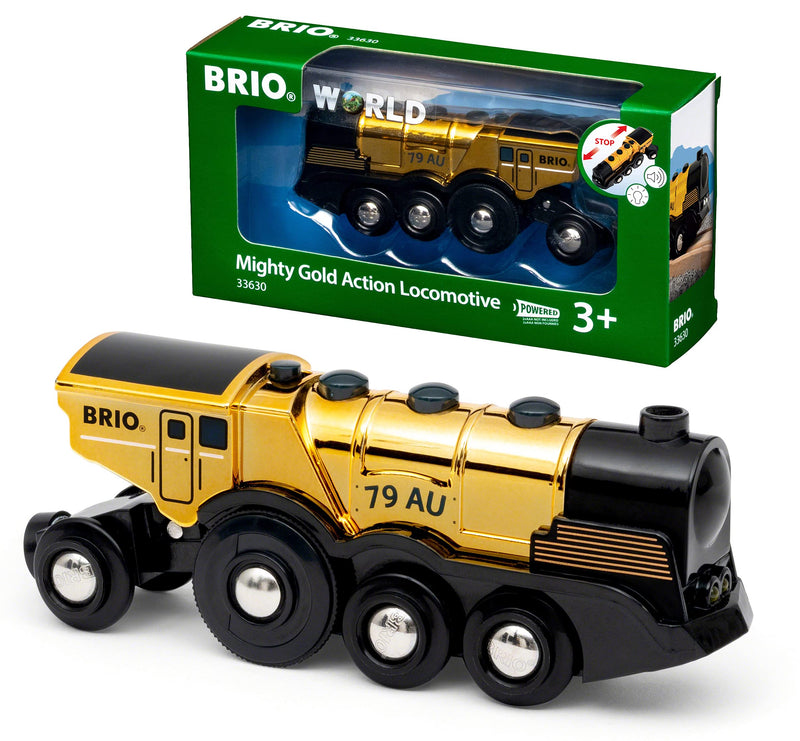 BRIO Mighty Gold Action Locomotive Battery Operated with Sound and Light 3yrs+