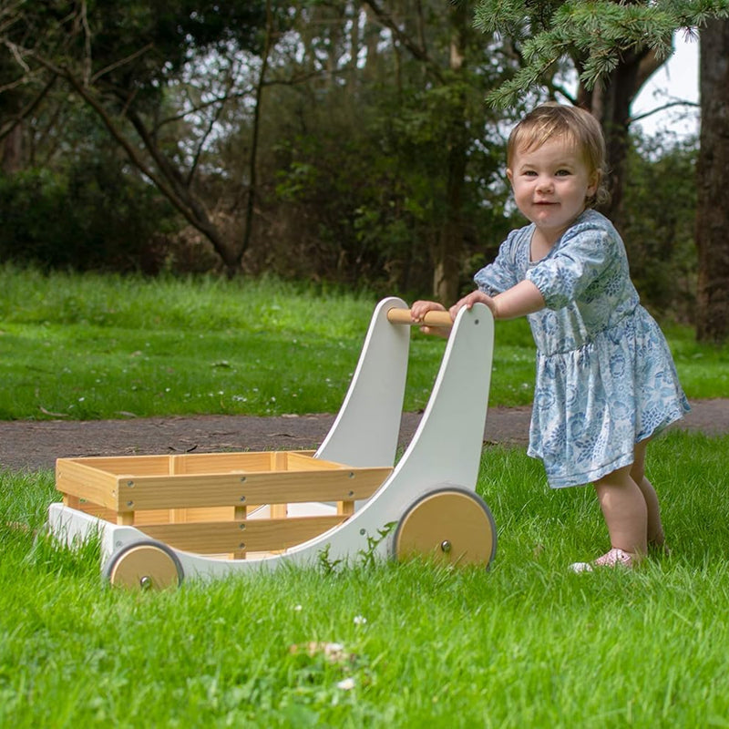 Kinderfeets Cargo Walker White and Timber Baby Toys 12m+ (Bulky Shipping)