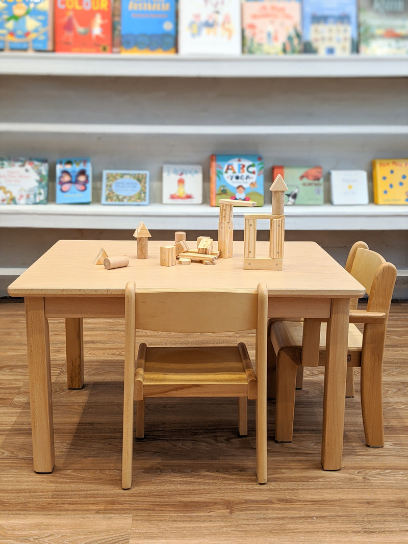 Montessori Furniture Kids Preschool Table And Chair Set (3 - 6 yrs) Beechwood - Table 80 x 60 x 53(H)cm, Chair 31cm(H) Best Seller Kids Furniture