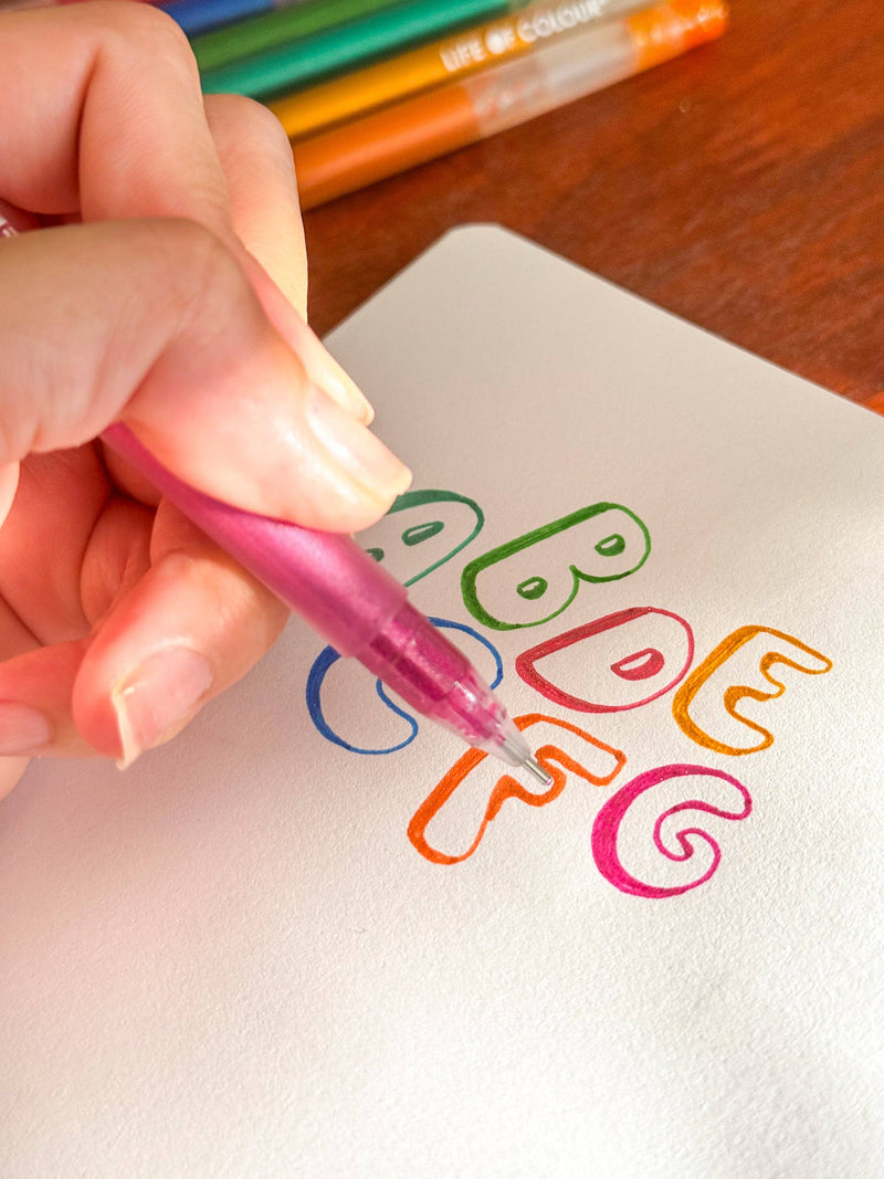 Life of Colour Juicy Gel Pens Set of 24 Metallic and Glitter Stationary Art and craft for kids 3yrs+