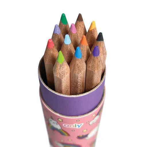 Ooly Draw 'n Doodle Mini Pencils Set of 12 with Sharpener Assorted Design Stationary Art and Craft for Kids 3yrs+