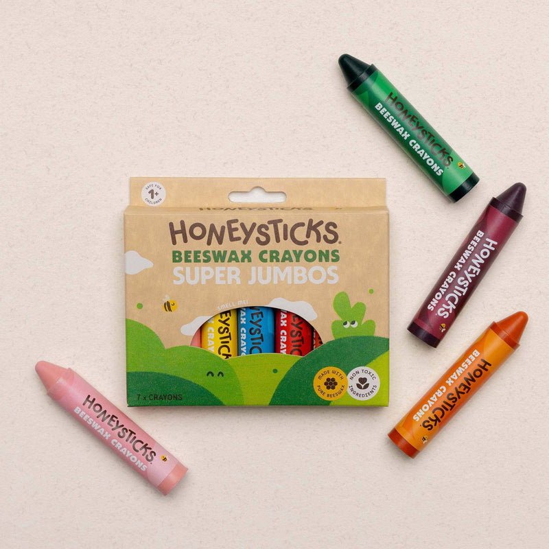 Honeystick Beeswax Super Jumbo Crayons 7 Colours Art and Craft for Kids 12m+