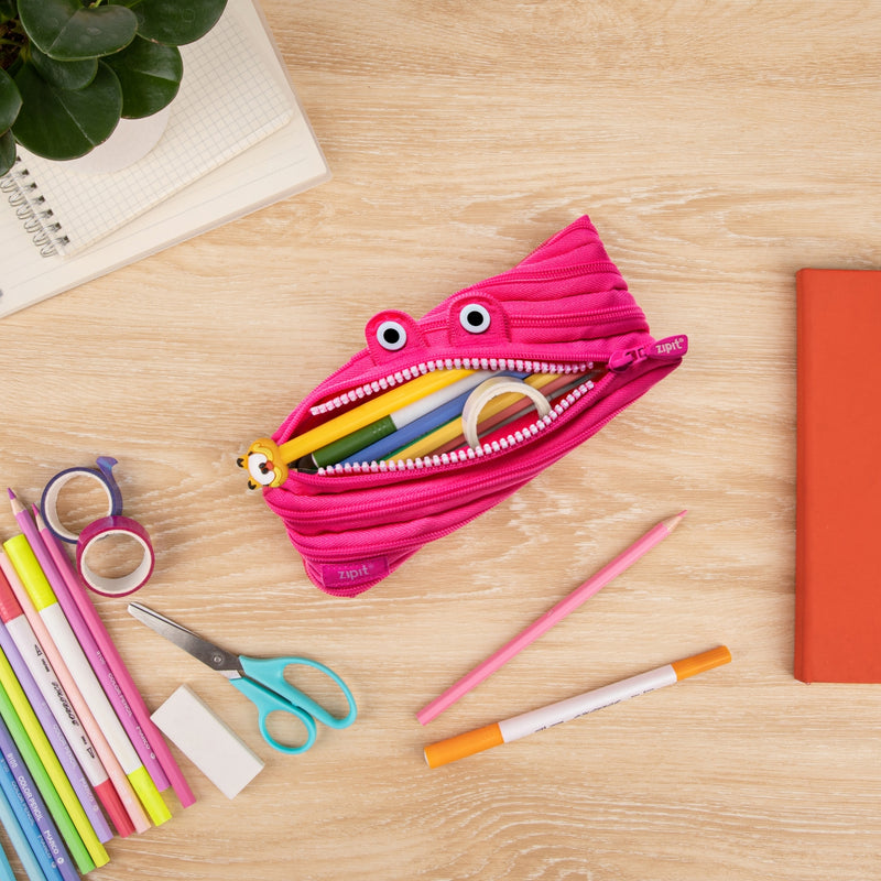 ZIPIT Monster Pencil Case Pink Stationary 3yrs+