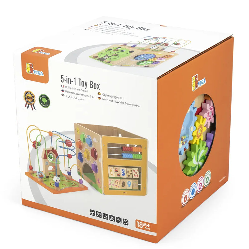 Viga Toys Giant 5-in-1 Wooden Activity Box Motor Skills Developmental Toddlers Toys School Range 18m+ (Bulky Shipping)