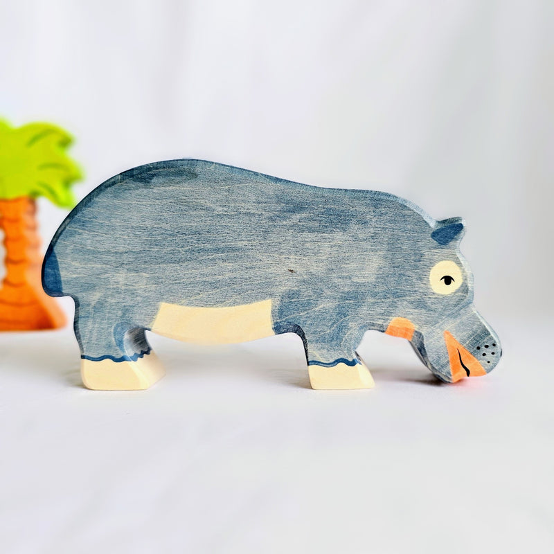 Holztiger Hippopotamus Wooden Animals Wildlife Animal Feeding 3yrs+