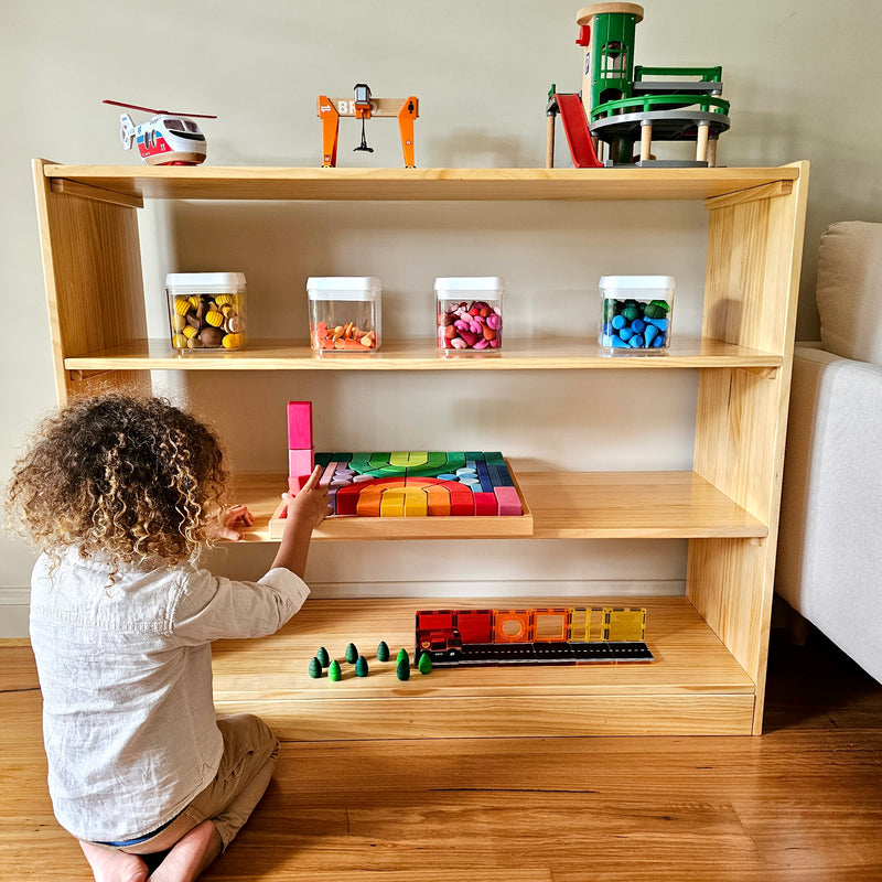 Montessori Pinewood 4 Tier Open Shelf Kid’s Book Shelf 40(D) x 120(L) x 100(H)cm Kids Furniture (Furniture Shipping) ETA DECEMBER