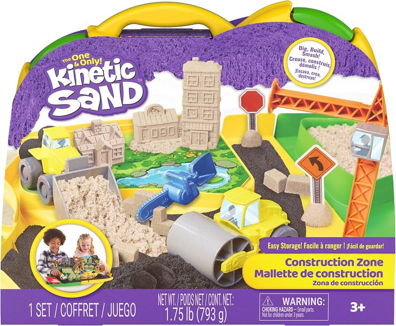 Kinetic Sand Construction Zone with Built-In Sandbox Sensory Toys for 3yrs+