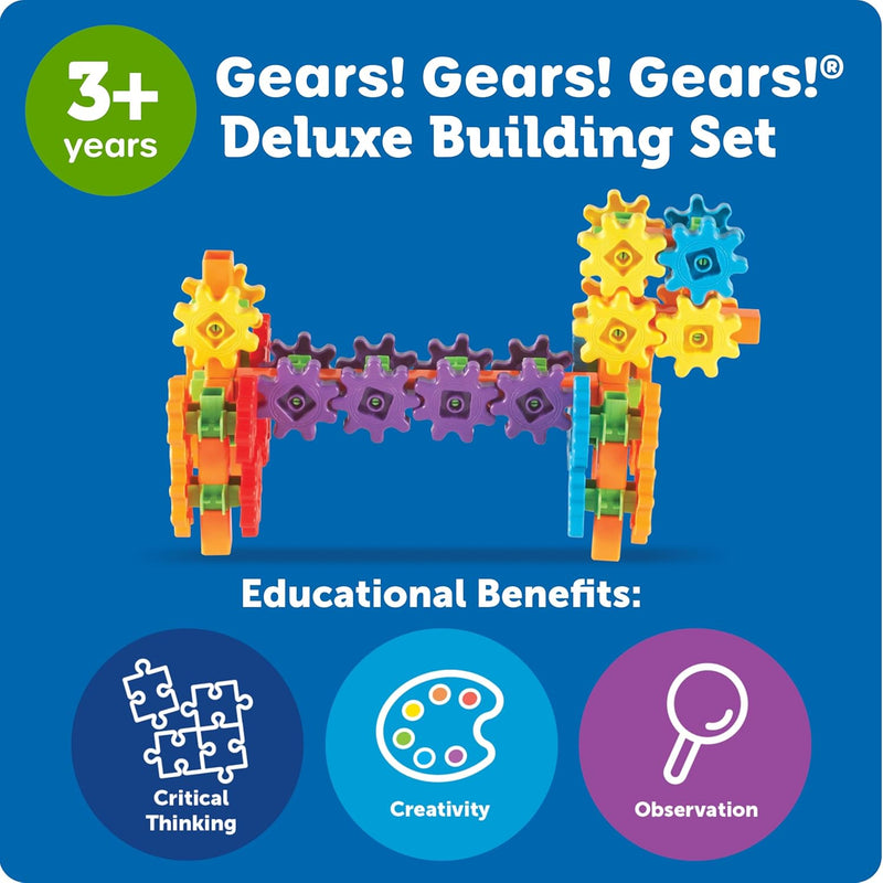 Gears! Gears! Gears! 100pcs Deluxe Building Set By Learning Resources STEM Toys Gifting Creativity Toy Idea for 3yrs+