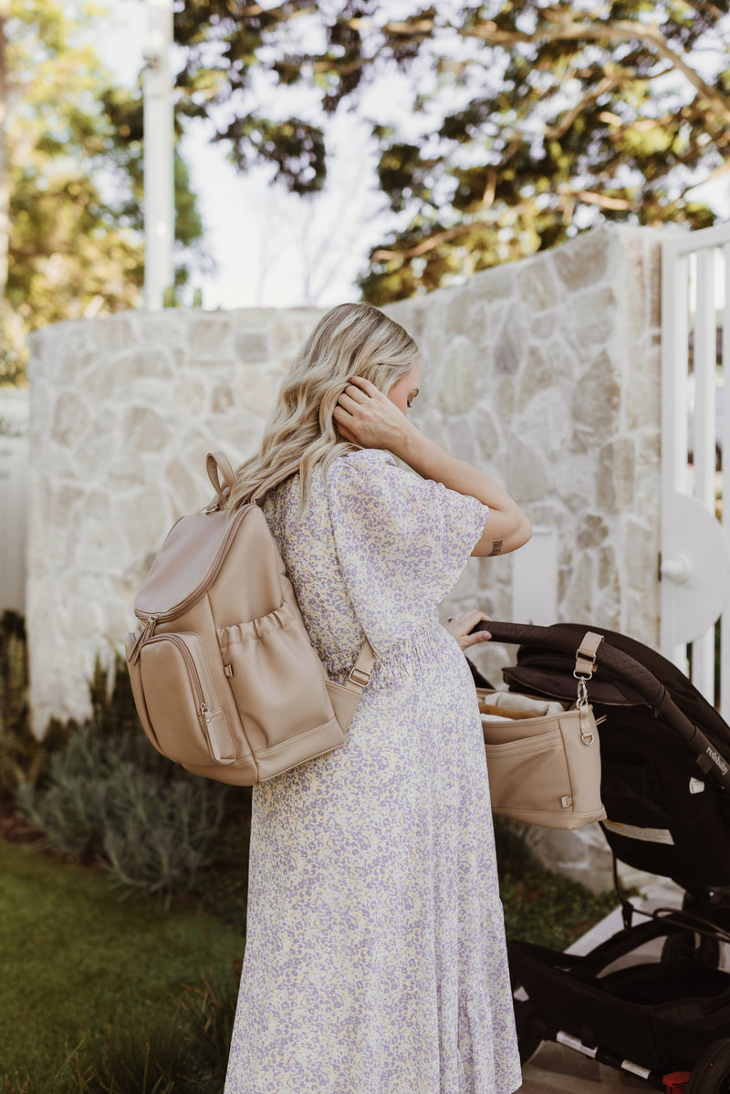 OiOi - Signature Nappy Backpack - Oat Dimple Vegan Leather Mothers Day