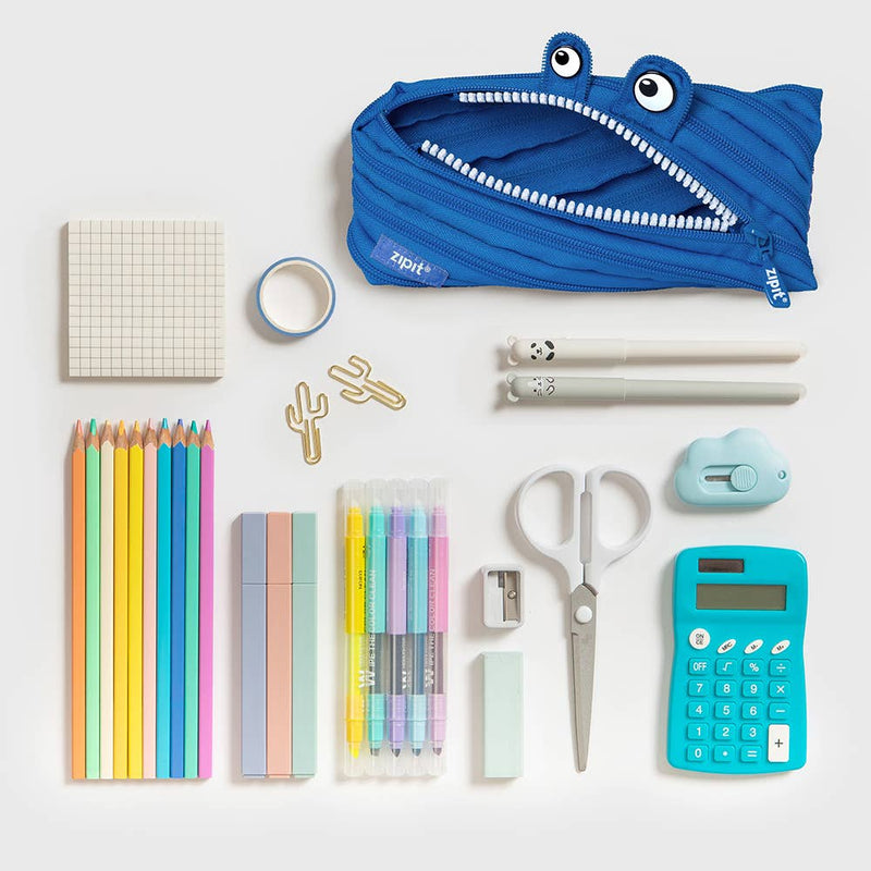 ZIPIT Monster Pencil Case Blue Stationary 3yrs+