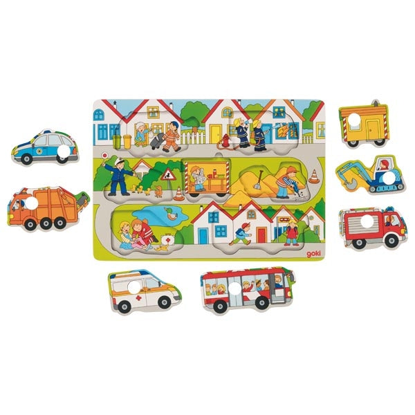 Goki Background In the Streets 7pc Puzzle Developmental Toys Toddler Toys 12m+