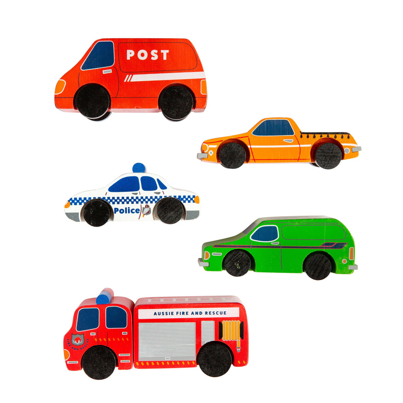 Make Me Iconic Wooden Australian Vehicles Set Educational Role Play Toy 18mth+