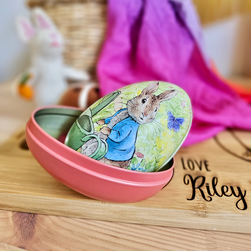 Peter Rabbit Easter Medium Egg Shape Tins 11cm x 6.5cm