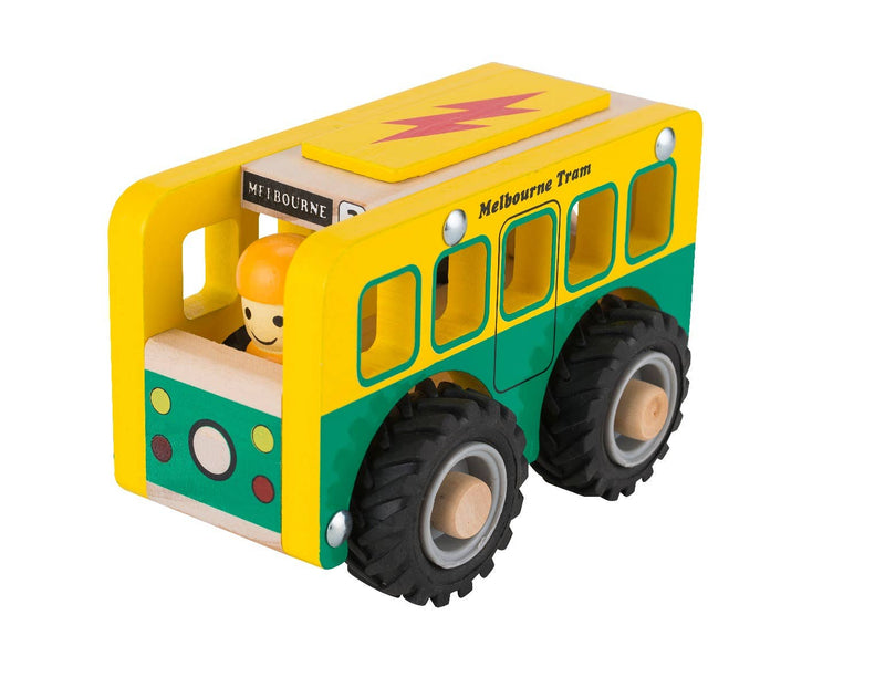 ToysLink Wooden Melbourne Tram with a Driver Wooden Toys Vehicle Gifting Idea for 3yrs+