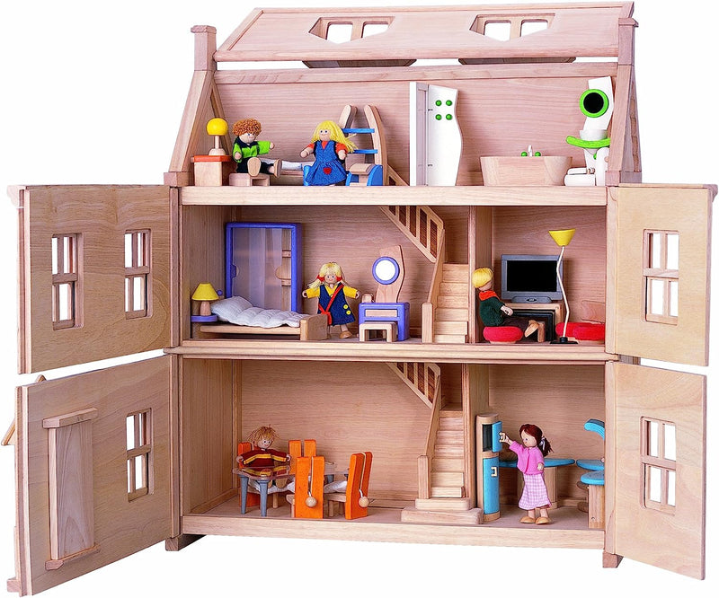 PlanToys Victorian Doll House Rubber Wood Best Seller 3yrs+ (Bulky Shipping)