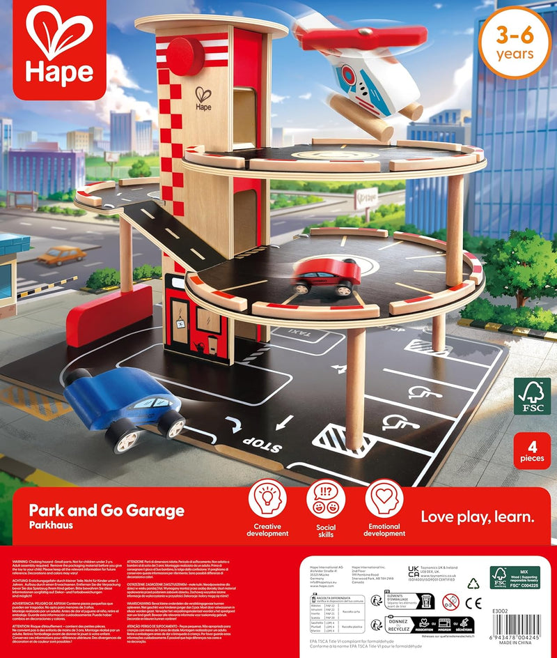 Hape Park & Go Garage Toy Car 3yrs+ (Bulky Shipping)