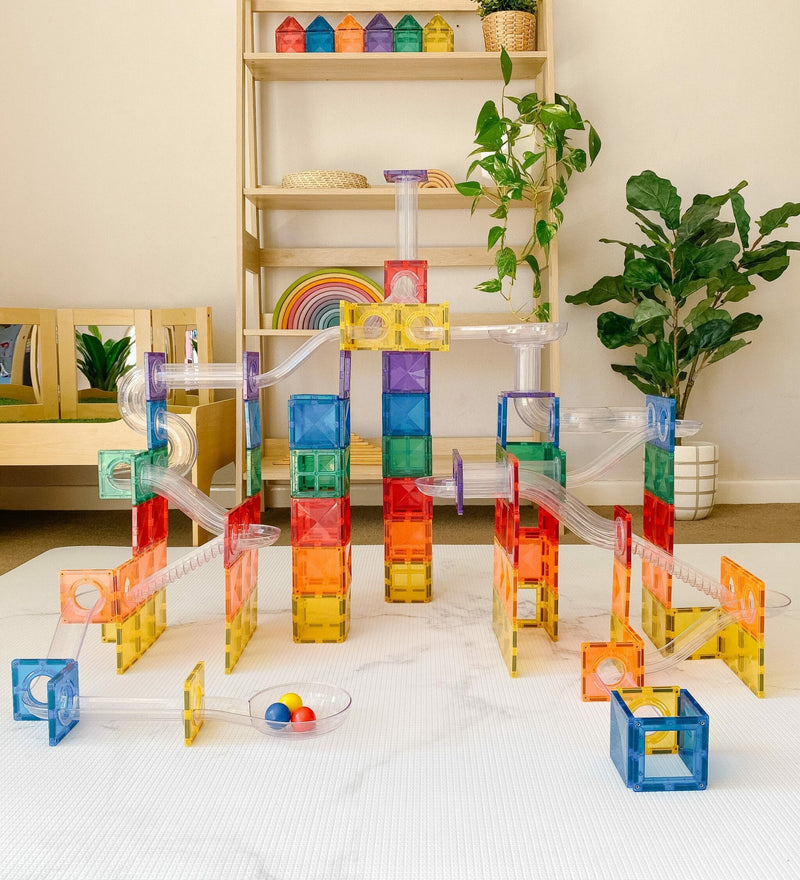 Connetix Tiles Rainbow BEST SELLER BUNDLE Creative Pack 102 Piece + Ball Run 92 Piece 3yrs+