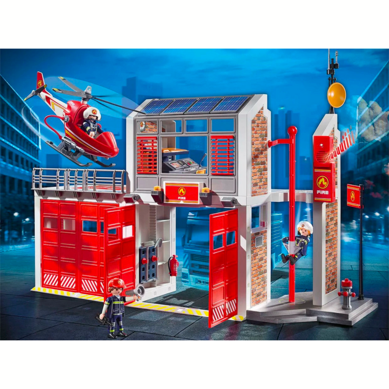 Playmobil City Action Fire Station Full Set with Fire Alarm fire fighter and helicopter toy Gift Idea 4yrs+
