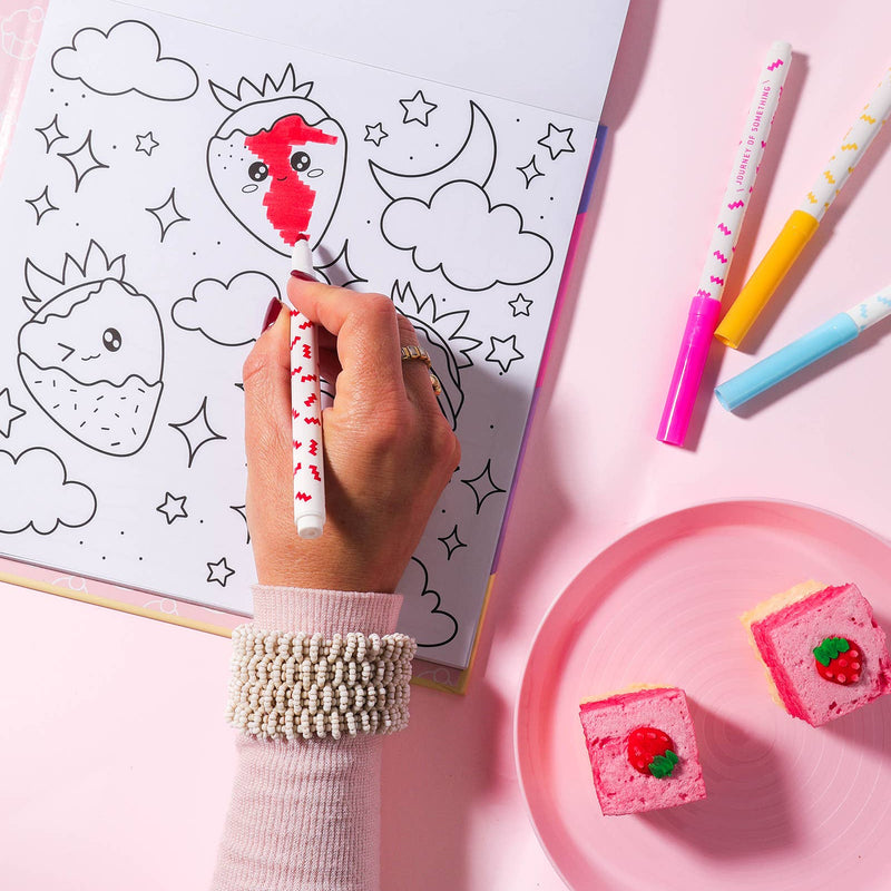 Kawaii Club Colouring Activity Kit with 8 Markers and 32 Colouring Pages by Journey Of Something Art and Craft for Kids Travel Toys Fairy Unicorn Castle Theme 3yrs+