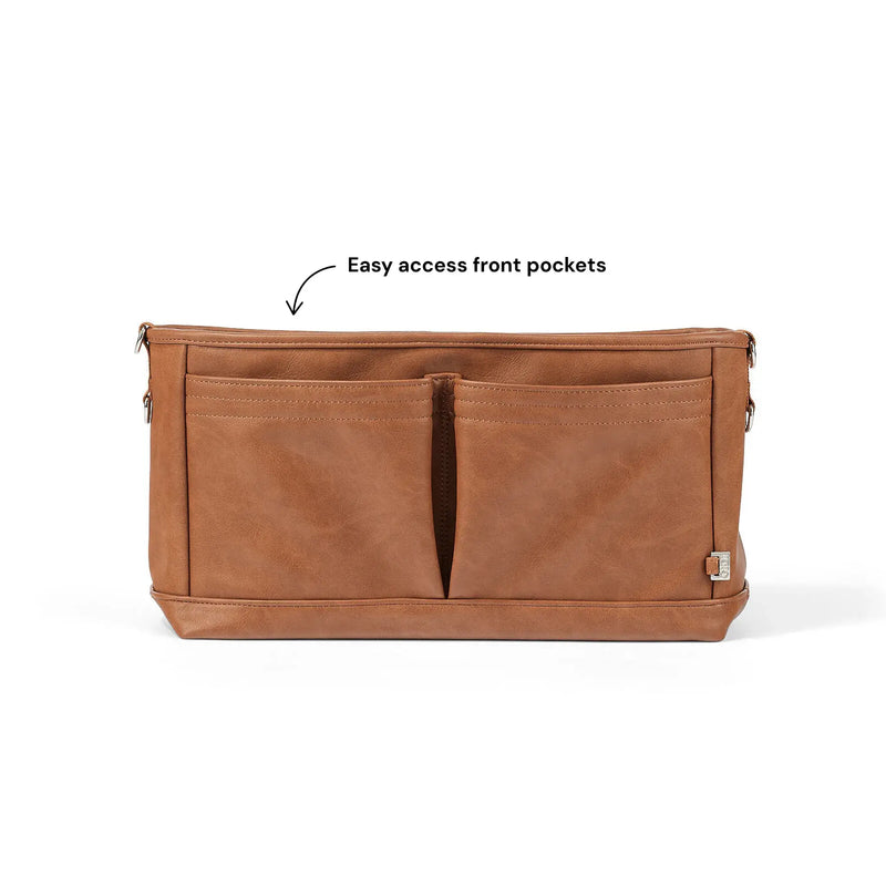 OiOi - Tan Vegan Leather Stroller Organiser/Pram Caddy