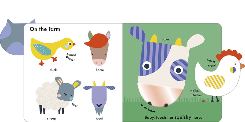 Baby Touch Animals Tab Book (Board Book) by Lemon Ribbon Studio Kids Book Baby Gifts Idea Interactive Kids Book Best Seller